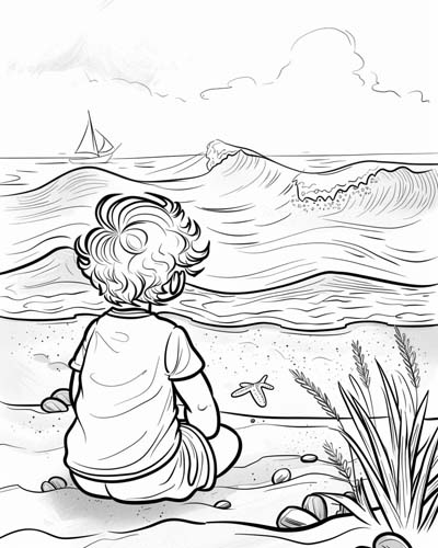 summer at the beach coloring page