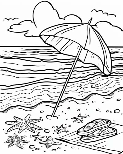 summer at the beach coloring page