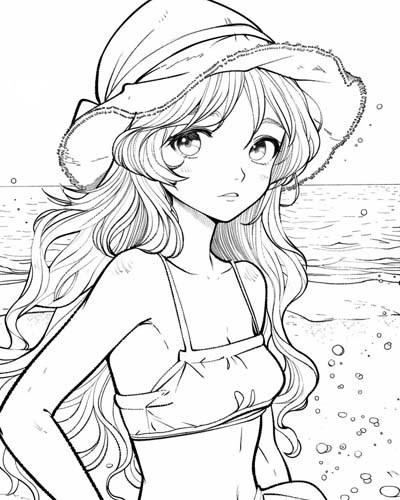 summer at the beach coloring page