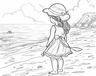 summer at the beach coloring page