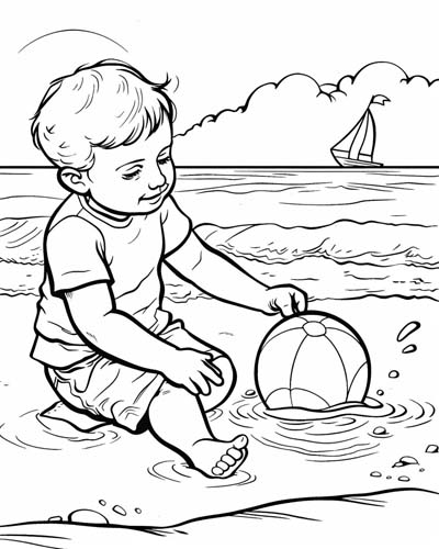 summer at the beach coloring page