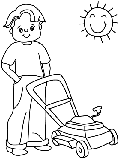summer lawnmower coloring page