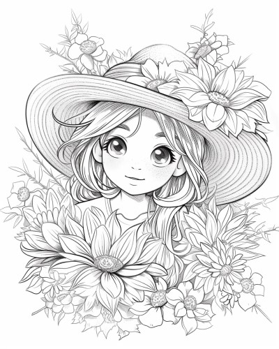 summer girl coloring page