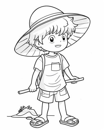 summer boy coloring page