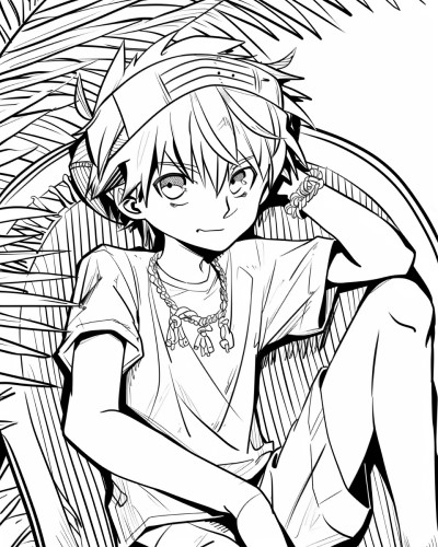 summer boy coloring page