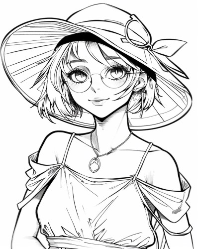 summer girl coloring page