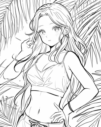summer girl coloring page