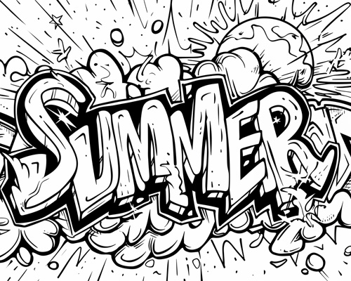 summer graffiti art coloring page