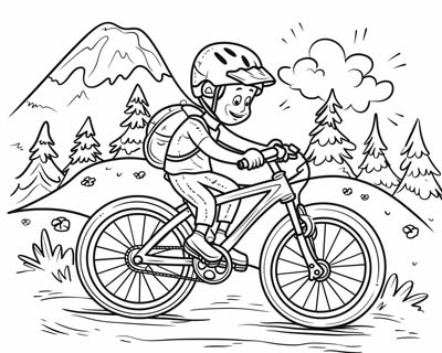 Mountain biking Coloring Page