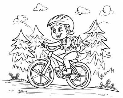 Mountain biking Coloring Page