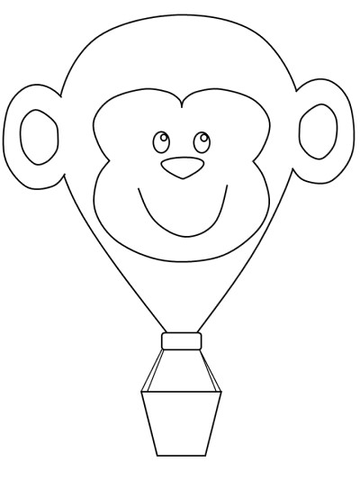 monkey hot air balloon coloring page