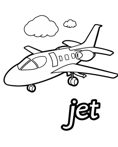 jet with label coloring page