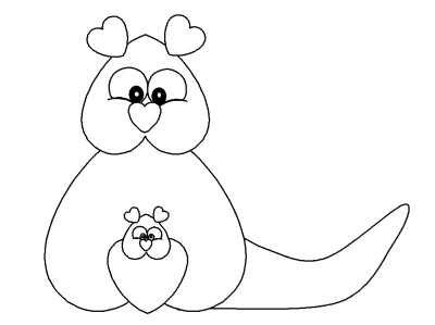heart kangaroo coloring page