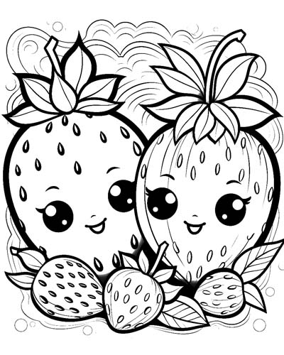 Valentine's Day strawberries coloring page