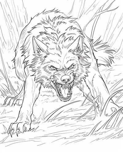 coloring page of Fenrir the wolf