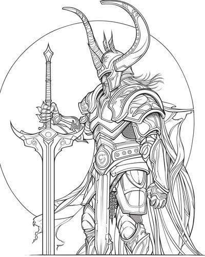 coloring page of the Norse god Heimdall