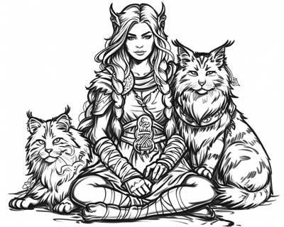coloring page of Freya with Bygul and Trjegul