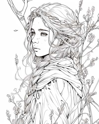 norse goddess Eir coloring page
